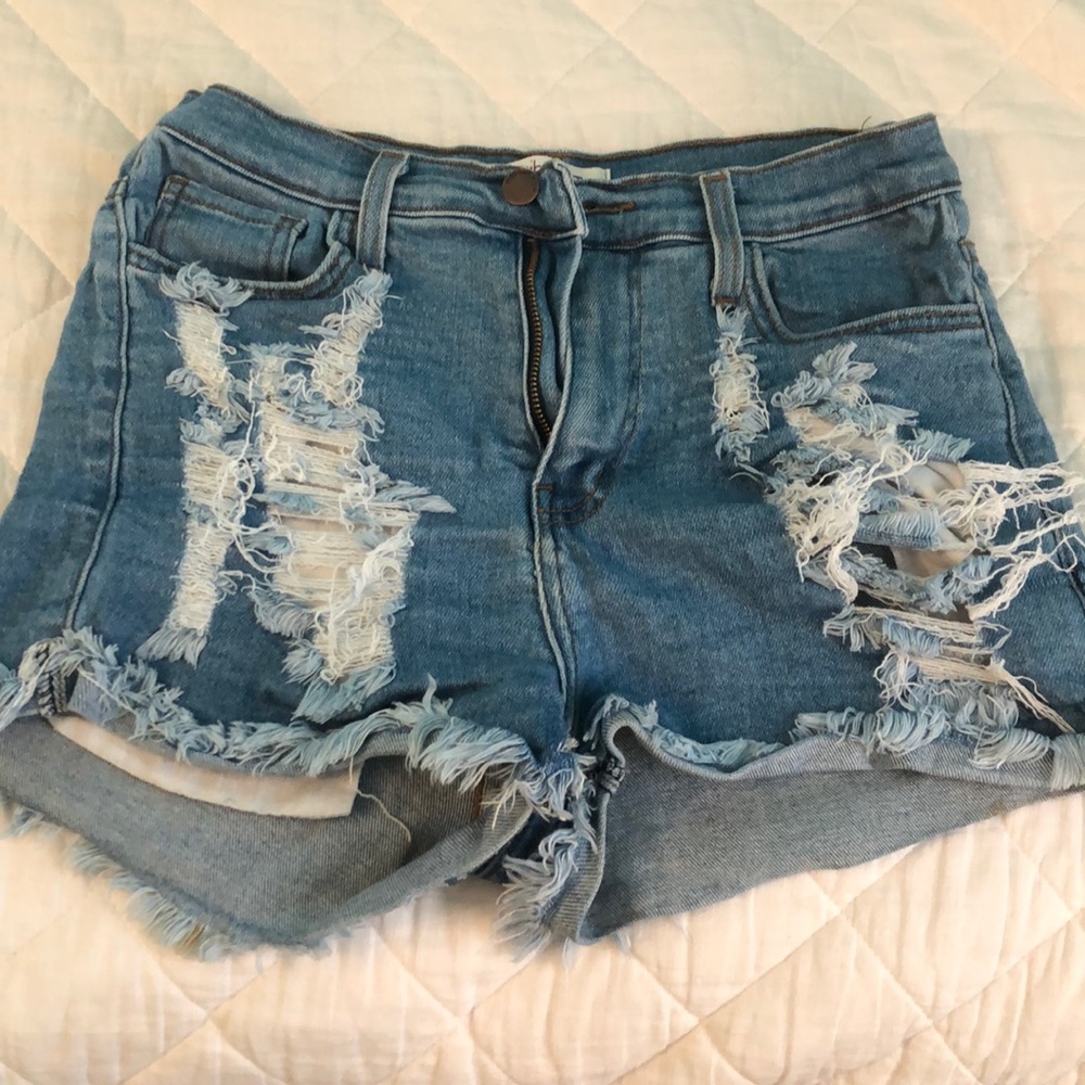 High waisted Distressed Jean Shorts, Size 26